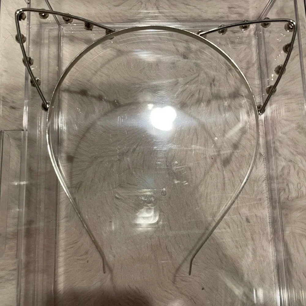 Rhinestone Cat Ear Headband - Silver